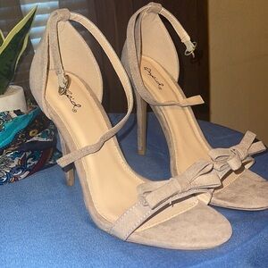 Qupid Suede Bow Stiletto Heel